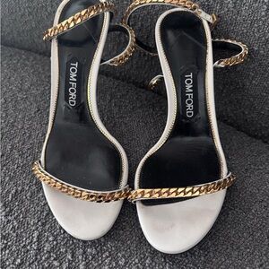 Tom Ford Black and Gold Heeled Sandals